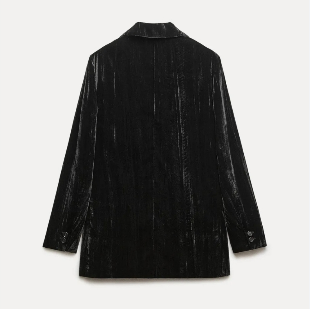 🆕️ Zara Oversized Crushed Velvet Blazer - Picture 4 of 4